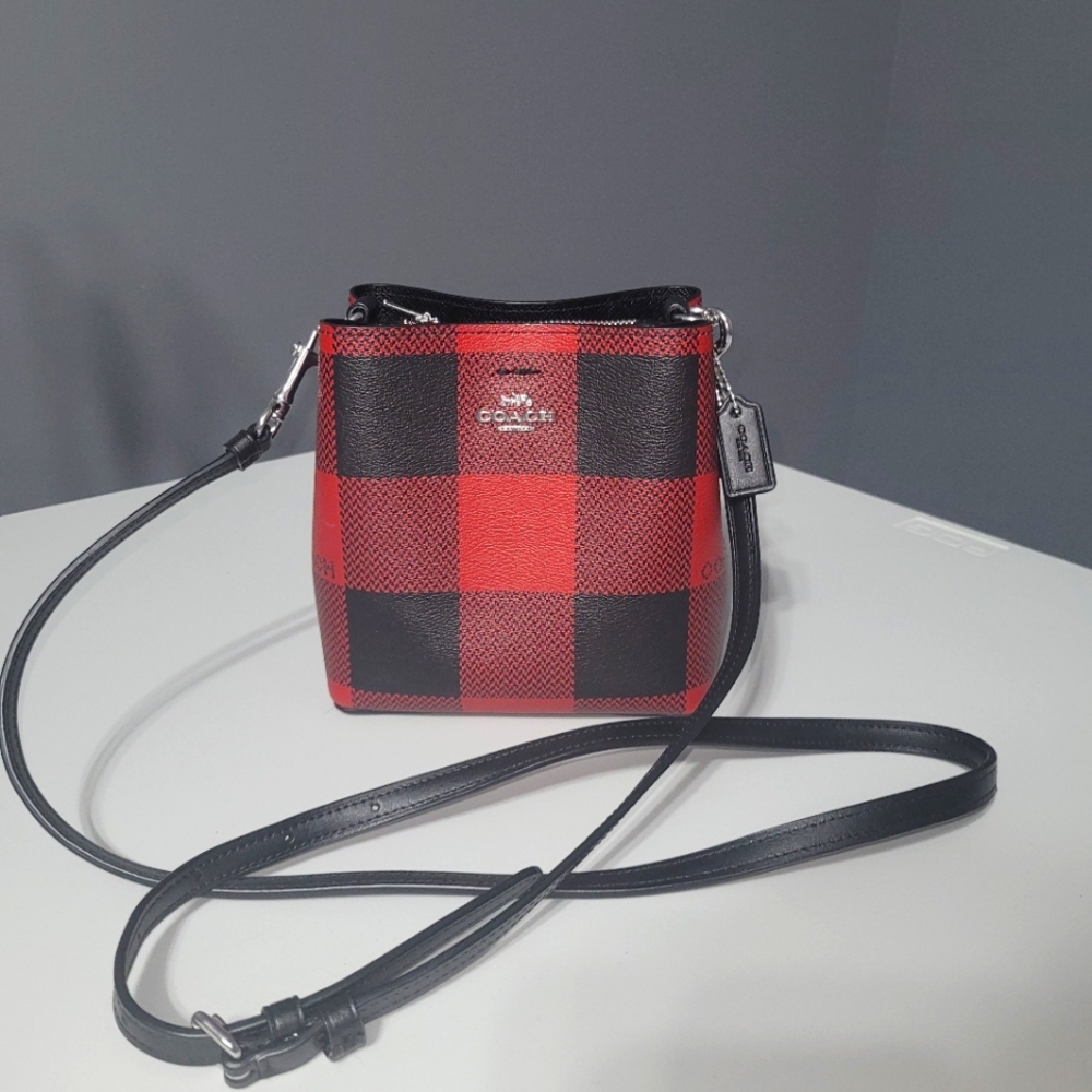 COACH BUFFALO PRINT MINI BUCKET BAG. CROSSBODY.